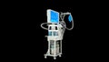 ICU covid ventilator renders isolated on black, medicine 3d illustration Royalty Free Stock Photo