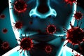 Medical 3d illustration infected with Coronavirus COVID-19, a respiratory cell virus influenza virus in China