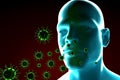 Medical 3d illustration infected with Coronavirus COVID-19, a respiratory cell virus influenza virus in China