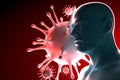 Medical 3d illustration infected with Coronavirus COVID-19, a respiratory cell virus influenza virus in China