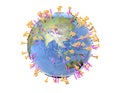 Pandemic. Influenza virus like a globe, focus on asia and australia, medically 3D illustration