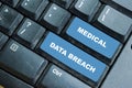 Medical Data Breach write on keyboard isolated on laptop background Royalty Free Stock Photo