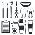 Medical dental equipment icons set in flat style