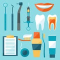 Medical dental equipment icons set in flat style Royalty Free Stock Photo