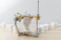 Dental jaw articulator with dental gypsum prosthesis model in medical dental clinic