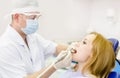 Medical dentist procedure of teeth polishing with