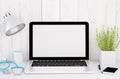 medical desktop computer with blank screen Royalty Free Stock Photo