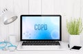 medical desktop computer with COPD on screen