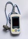 Pulse oximeter, Medical device used to monitor blood oxygen in the patients in the hospital .