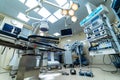 Medical devices and industrial lamps in surgery room of modern hospital. Interior hospital design concept Royalty Free Stock Photo