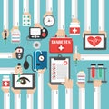 Medical diabets flat design set.Vector illustration Royalty Free Stock Photo