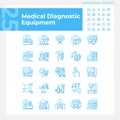 Medical diagnostic equipment pixel perfect gradient linear vector icons set Royalty Free Stock Photo