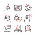 Medical diagnostic line icons set. Health center. Vector sign for web graphics.