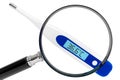 Medical digital thermometer with magnifier Royalty Free Stock Photo