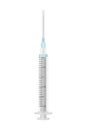 Medical disposable syringe. Plastic realistic injection and vaccination equipment clinical drug injection.