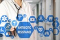 Medical Doctor and ANTIBIOTIC RESISTANCE words in Medical netwo Royalty Free Stock Photo