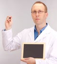 Medical doctor with blackboard