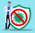 Medical doctor character vector concept design. Medical front liner doctor with stop corona virus