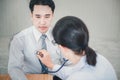 Medical Doctor is Examining Patient Health With Stethoscope in Hospital Examination Room, Female Physician Doctor is Diagnosing Royalty Free Stock Photo