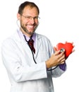 Medical doctor holding red heart Royalty Free Stock Photo