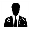 Medical Doctor Icon - Male Health Care Physician With Stethoscope Vector illustration