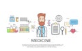Medical Doctor Icon Male Portrait Medicine Banner Thin Line