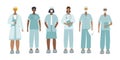 Medical Doctor or nurse character illustration set