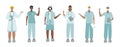 Medical Doctor or nurse pointing finger characters