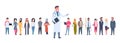 Medical Doctor Over Group Of Patients On White Background Horizontal Banner