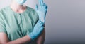 Medical Doctor in Personal Protective Equipment on Isolated Background, Closeup of Female Doctor is Wearing Face Mask and Medic Royalty Free Stock Photo