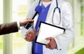 Medical doctor press interview Royalty Free Stock Photo
