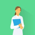 Medical Doctor Profile Icon Female with Folder