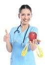 Medical doctor showing apple Royalty Free Stock Photo