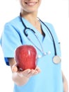 Medical doctor showing apple Royalty Free Stock Photo