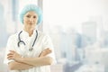 Medical doctor in skyscraper office Royalty Free Stock Photo