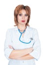 Medical doctor in uniform and with stethoscope Royalty Free Stock Photo