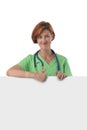 Medical doctor woman hold blank card Royalty Free Stock Photo