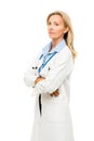Medical doctor woman isolated on white background Royalty Free Stock Photo