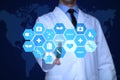 Medical doctor working with healthcare icons. Modern medical technologies concept Royalty Free Stock Photo