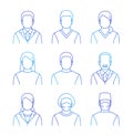 Medical doctors and patients thin line avatars