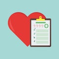 Medical document with a heart in flat style Royalty Free Stock Photo