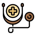 Medical dog stethoscope icon color outline vector Royalty Free Stock Photo
