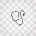 Medical doodle objects. Simple hand-drawn stethoscope. Vector illustration.