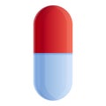 Medical dosage capsule icon, cartoon style
