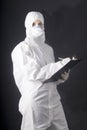 Medical dress for biologic danger, swine or A flu Royalty Free Stock Photo