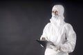 Medical dress for biologic danger, swine or A flu Royalty Free Stock Photo