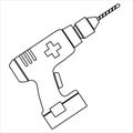 Medical drill, hand tool, simple flat design