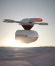 Medical drone on mountainside 3d render