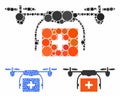 Medical Drone Shipment Mosaic Icon of Circle Dots