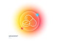 Medical drugs line icon. Medicine pills sign. Pharmacy medication. Gradient blur button. Vector